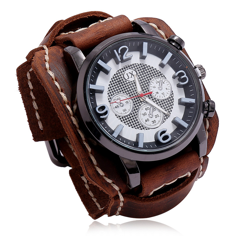 Leather Watch Band Men - Новые мужские часы в стиле ретро,
