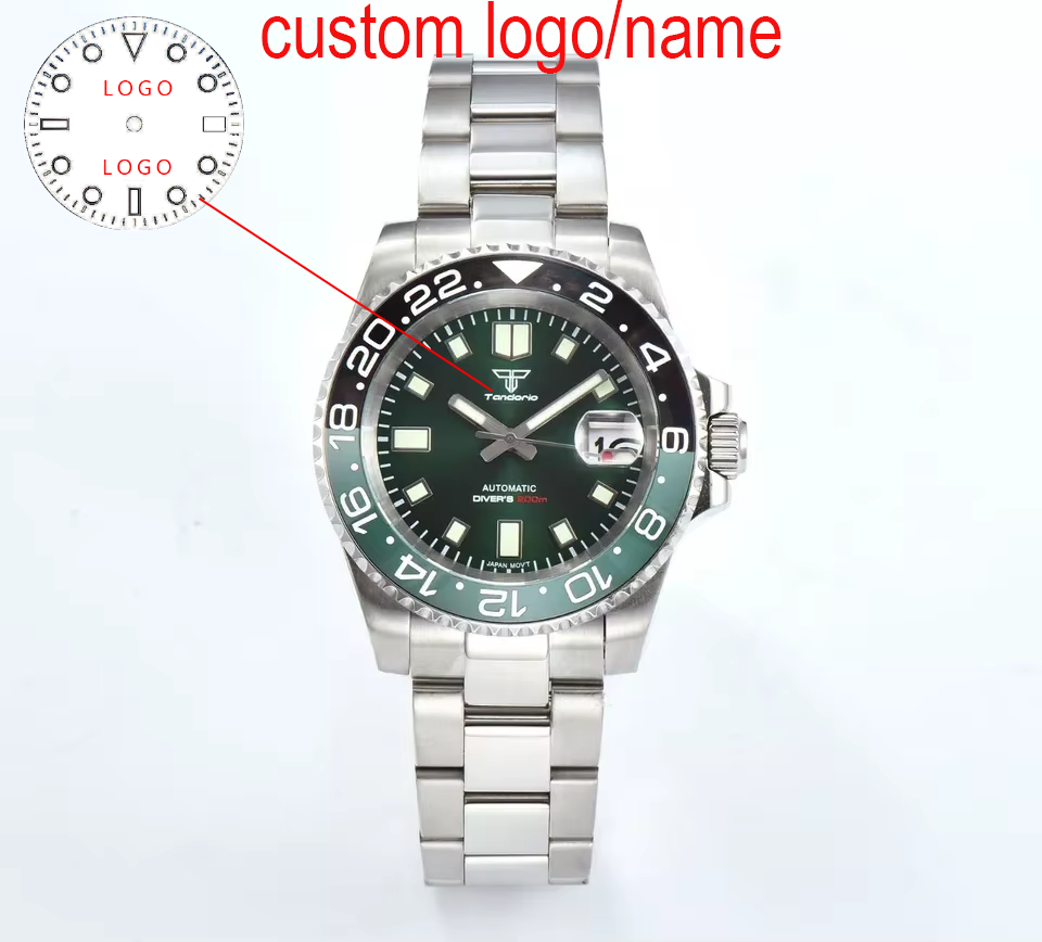 Stainless Bracelet Diver - Пользовательские 40 мм зеленые дайверские мужские