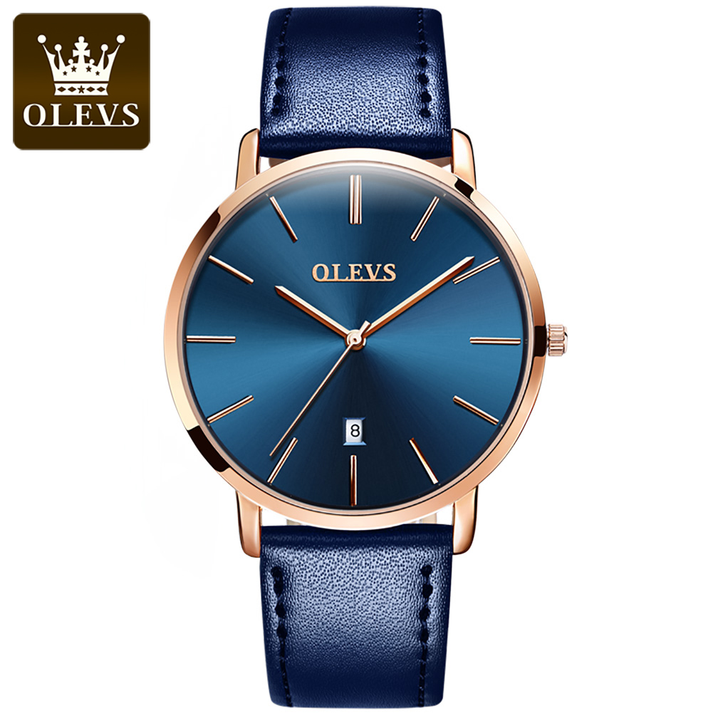 Leather Watch Band Men - Оригинальные кварцевые часы OLEVS для мужчин,