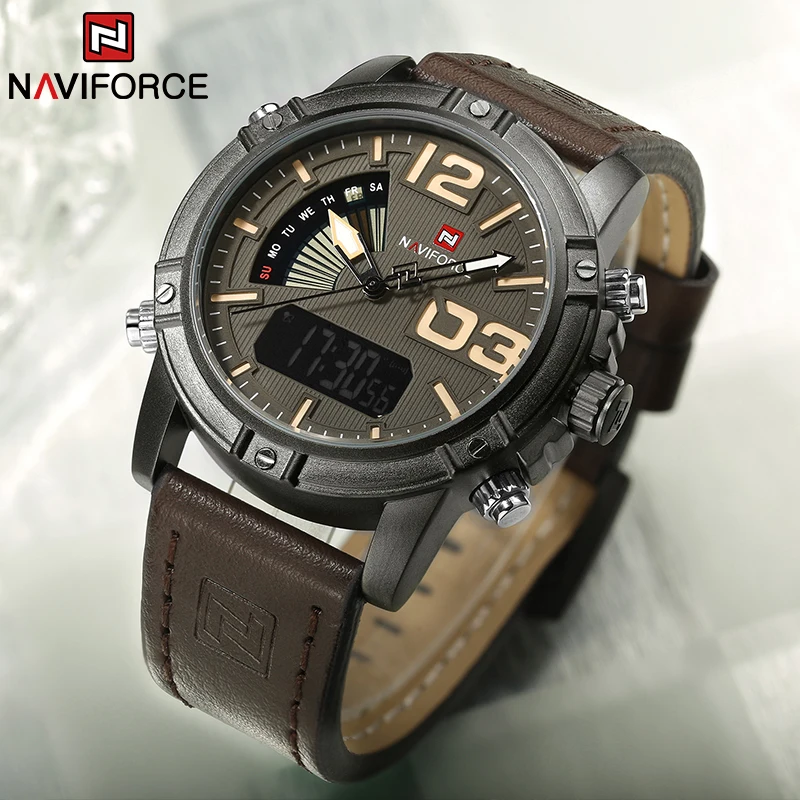 NAVIFORCE лучший бренд мужские – обзор и цена Leather Watch Band Men