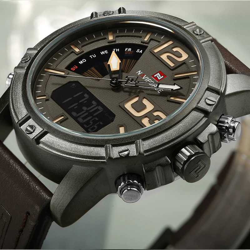 NAVIFORCE лучший бренд мужские – обзор и цена Leather Watch Band Men
