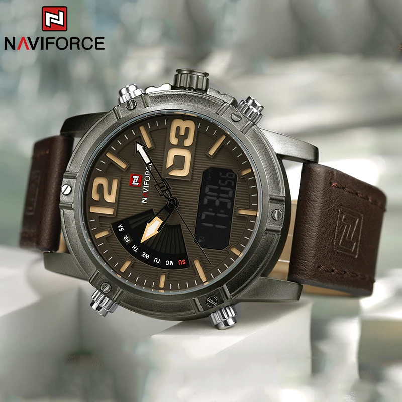 NAVIFORCE лучший бренд мужские – обзор и цена Leather Watch Band Men