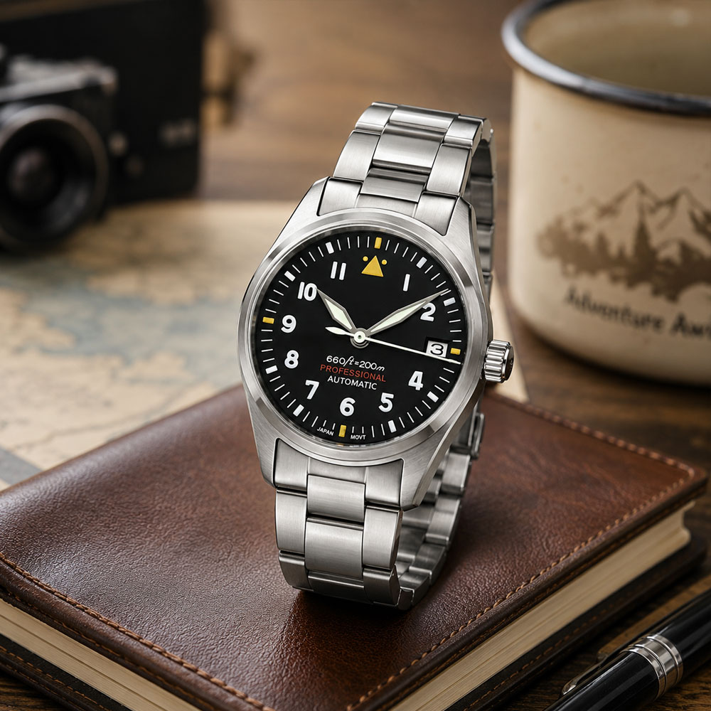 Мужские часы Pilot с индивидуа – обзор и цена Stainless Bracelet Diver